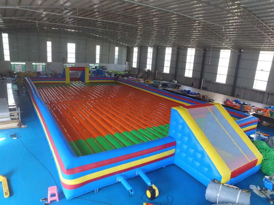 Latest 20m double layers Inflatable jumping Football Playground Soap Soccer Field for kids and adult
