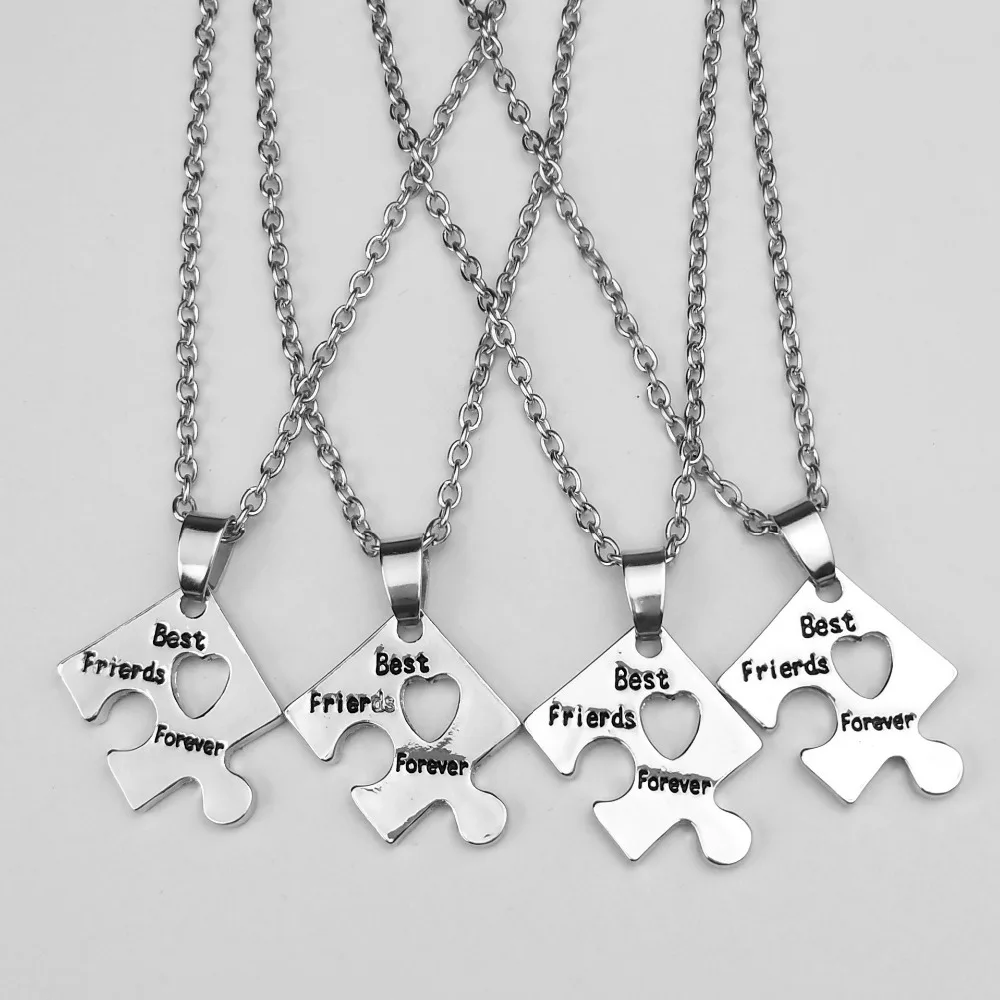 BFF Necklaces For 4 best friends forever Puzzle charm Necklace women Friendship Necklace Bestfriend Family Jewelry Gift women