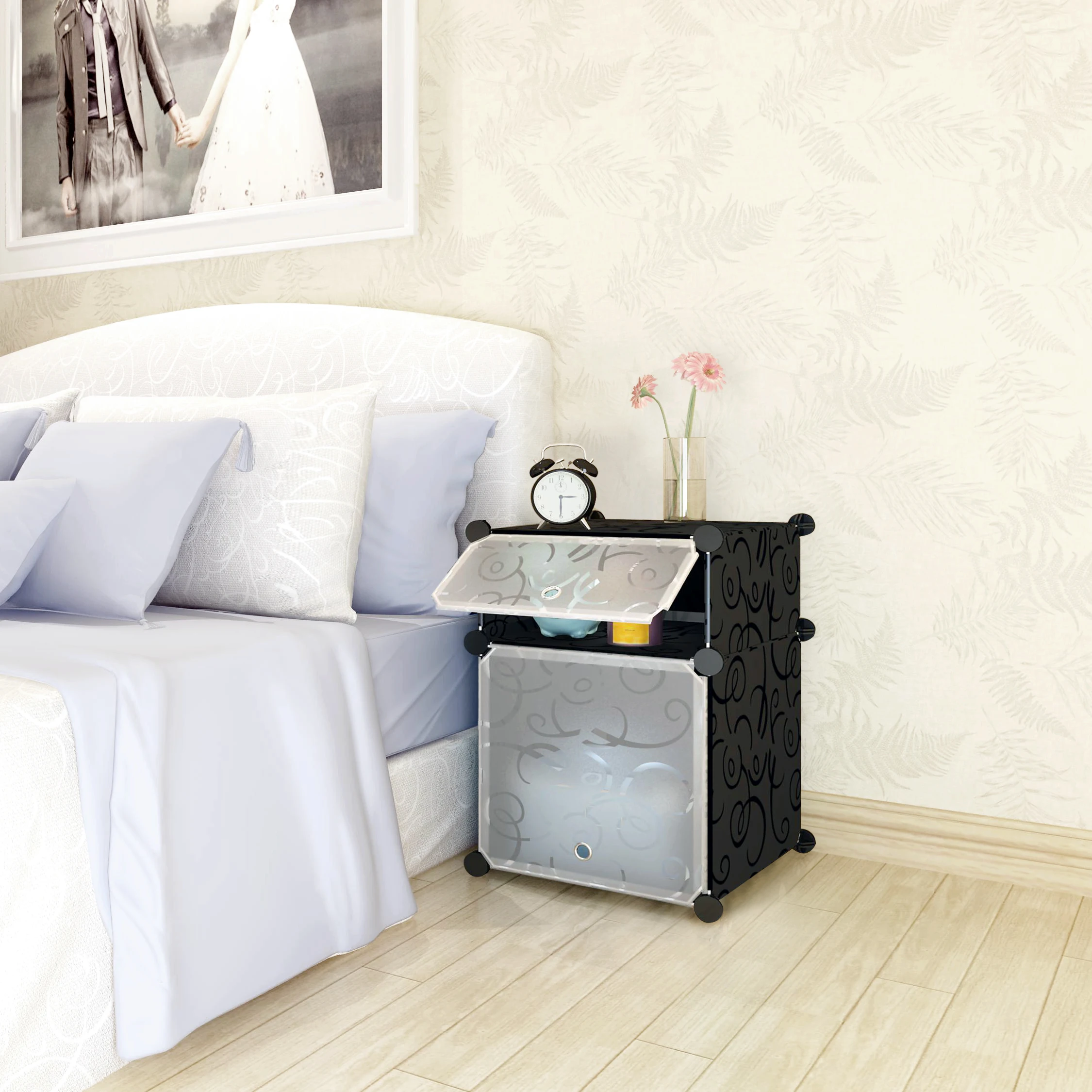 2 small plastic cubes clear plastic storage cubes nightstands cabinets