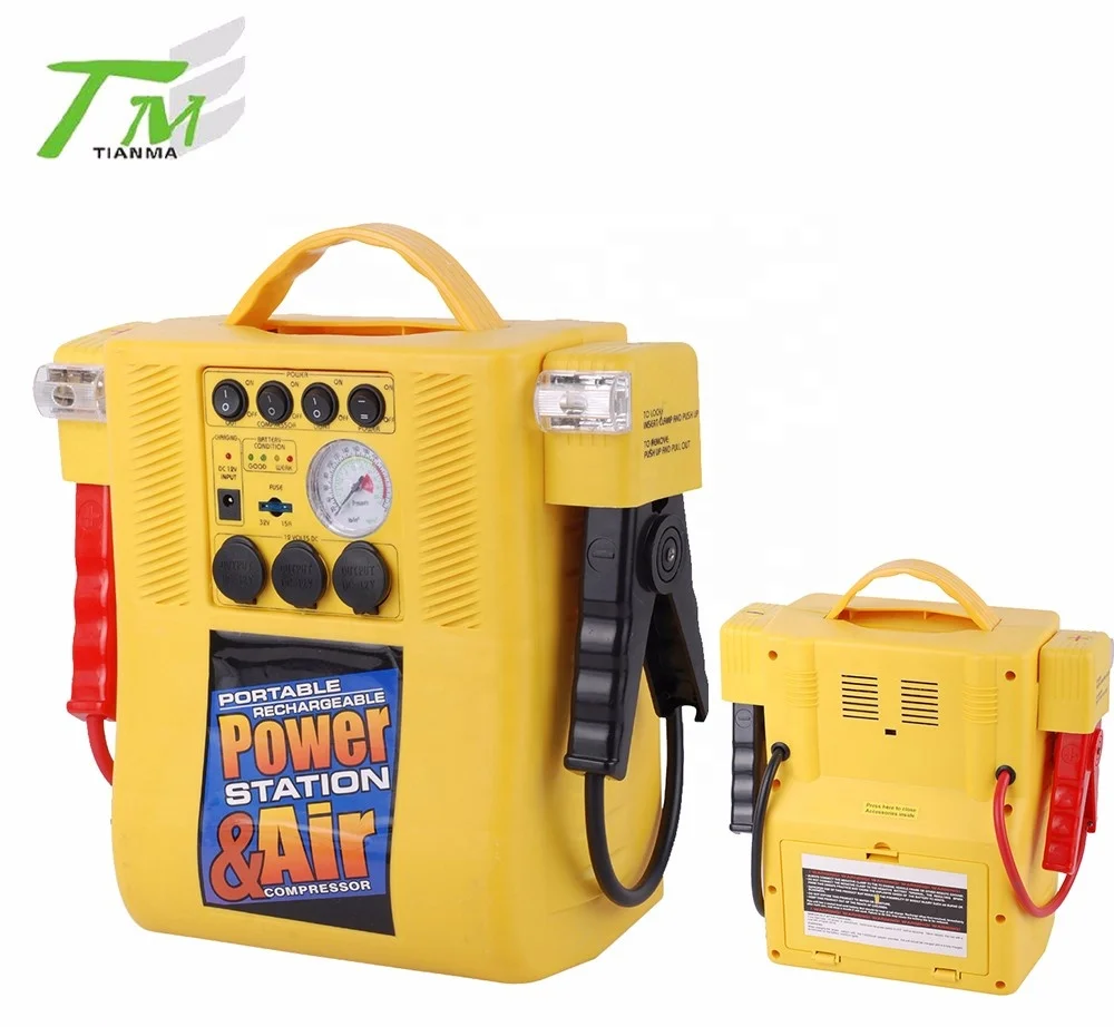 Camping power station portable car jump starter with air compressor LED worklight jump start