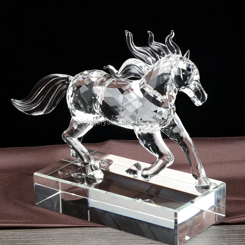 Shining crystal glass horse figurine the chinese zodiac crystal animal