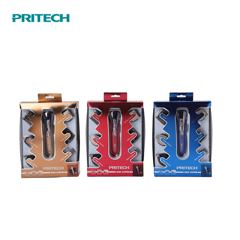 PRITECH Customized Rechargeable  6 in 1 Electric Professional Hair Clipper Set With Charging Stand