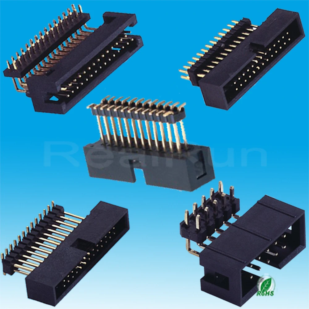 Board To Board 1.27mm/2.0mm/2.54mm Pitch Black/white/gray V/T R/A SMT type Box header Shrouded header,plus a plastic Bar