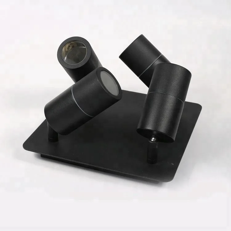 IP65 Aluminium Matt Black 4 GU10 lights Adjustable Spotlights