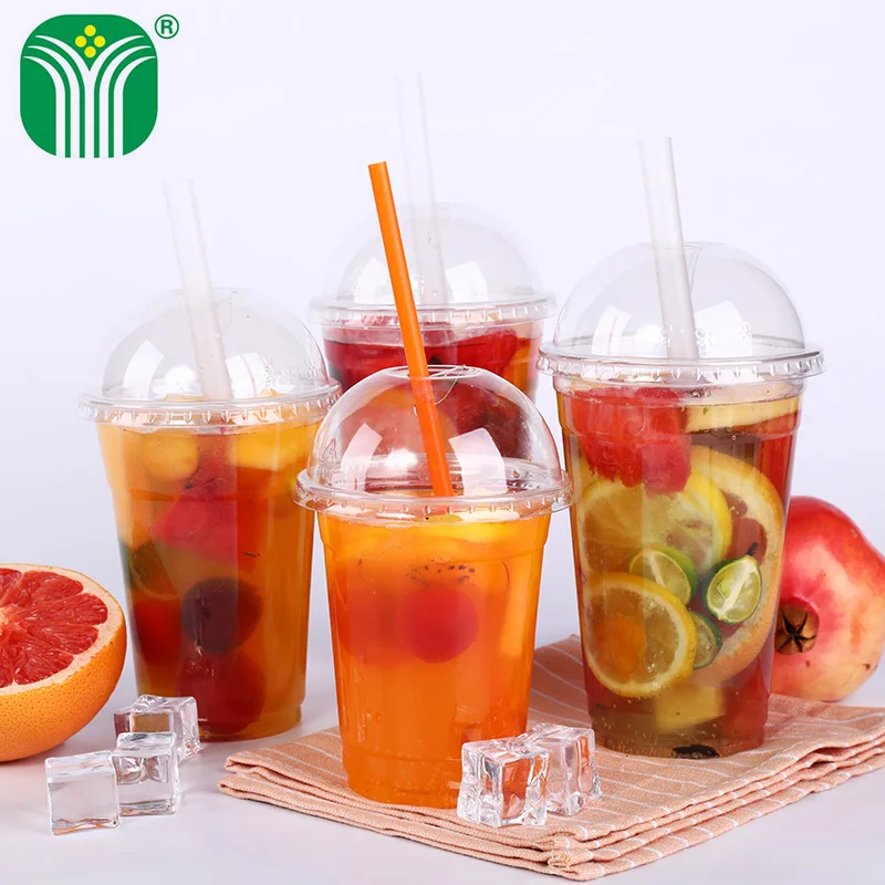 
new products custom print logo 500ml 16oz disposable PET Plastic cup with dome lids 