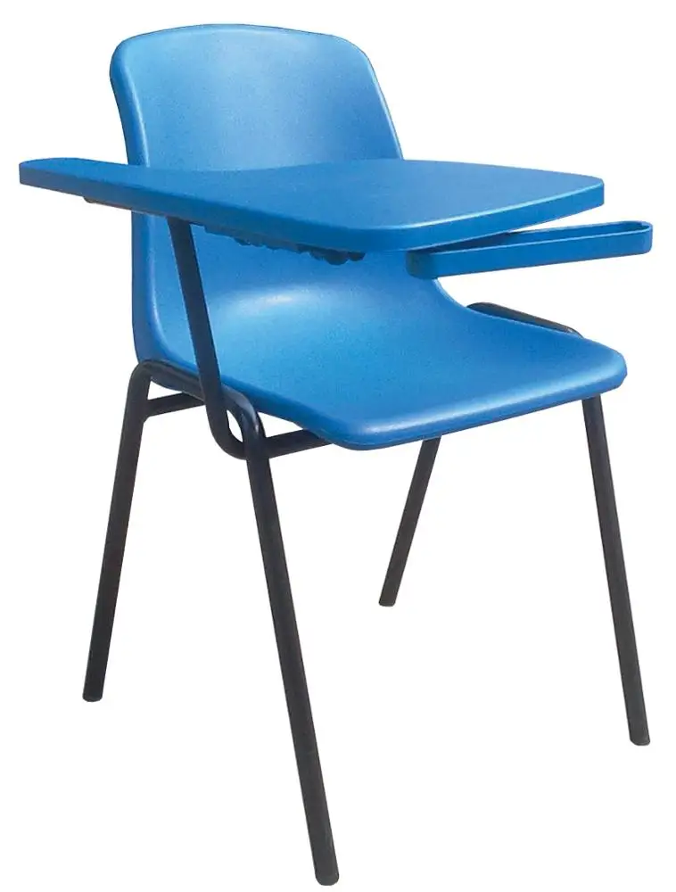 plastic school chair with plastic writing pad