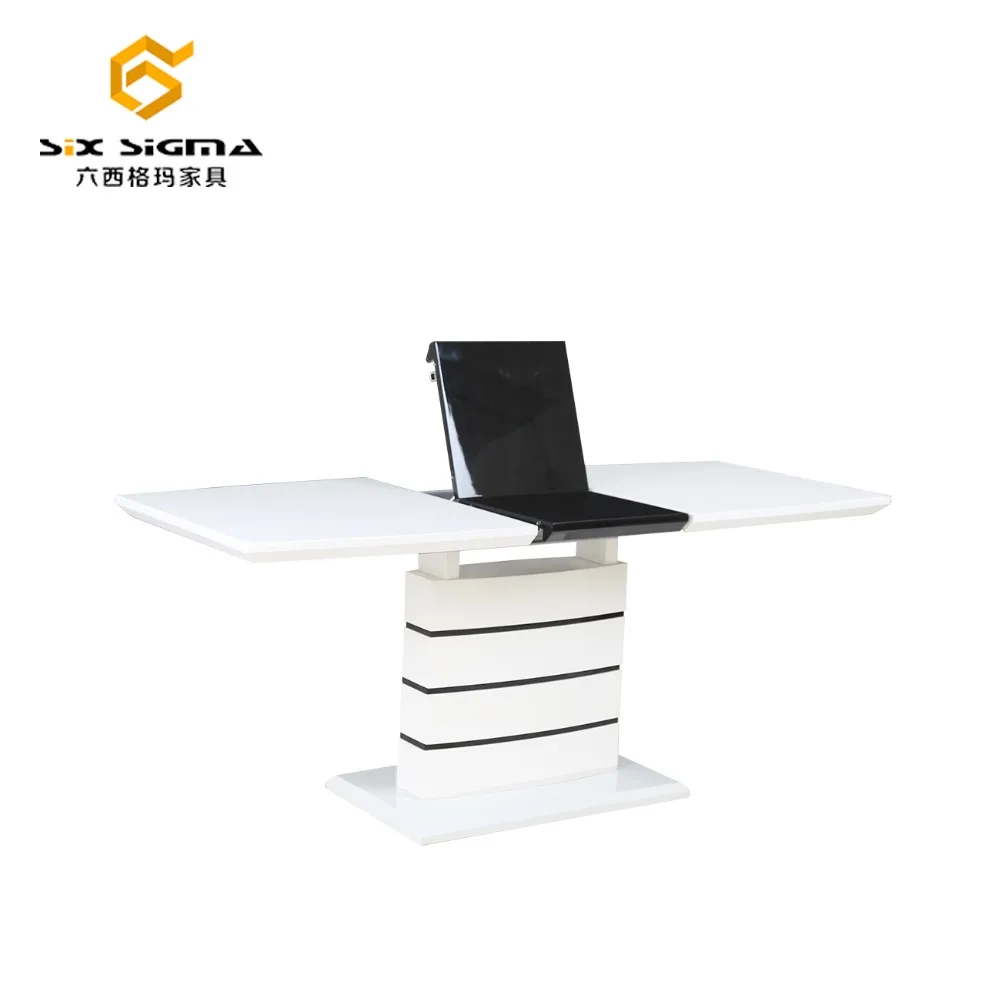 
2018 Fashion glass top metal base expandable dining table gold 