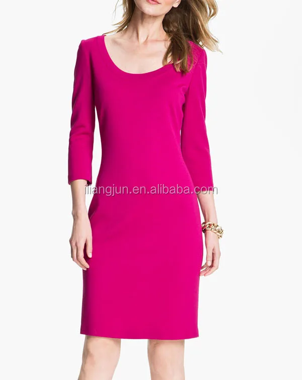 Scoop Neck Women Elegant Milano Knit Dress