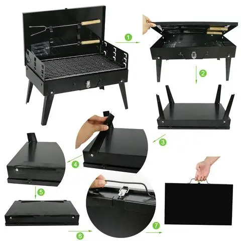 Portable Box bbq grill Folding suitcase bar b q grill