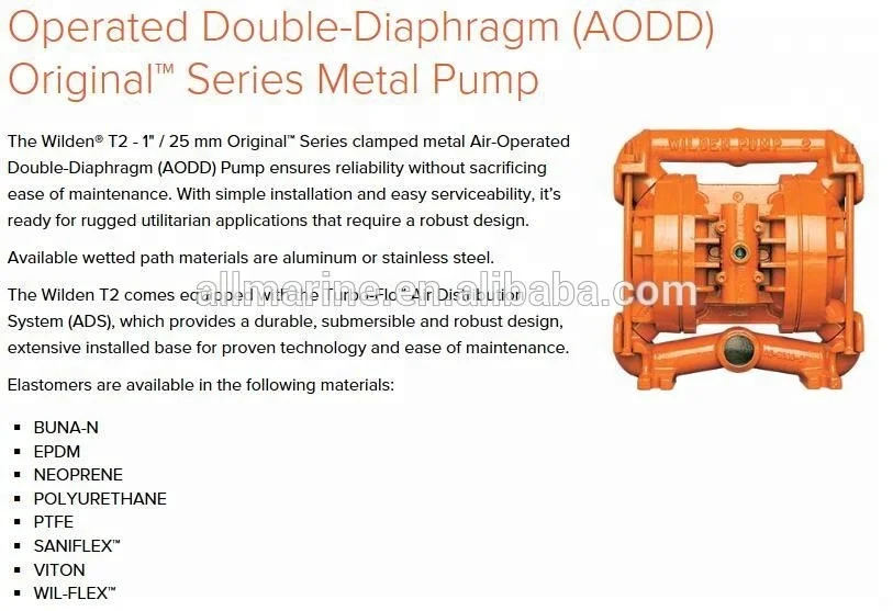 Wilden Pump, T series T1,T2,T4,T8 Aluminium case