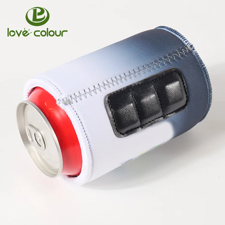 Custom black neoprene soft insulated magnetic beer can drink cooler sleeve coolies holder
