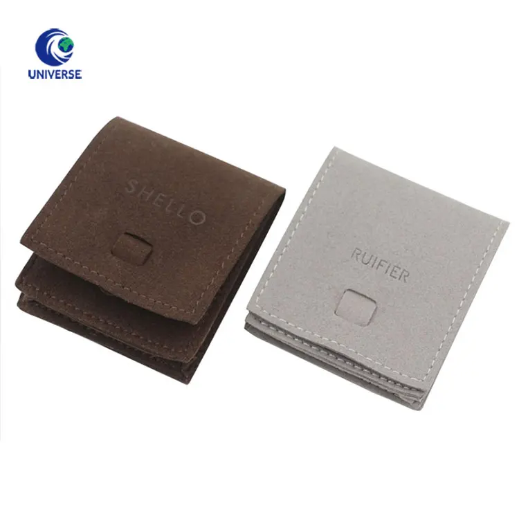 
Wholesale Luxury Small Flap Gift Embossed Suede Leather Jewellery Envelop Pouch 