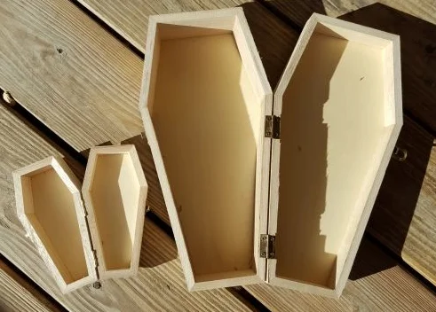 
Decorative Unfinished Wood Coffin box For Halloween Parties 