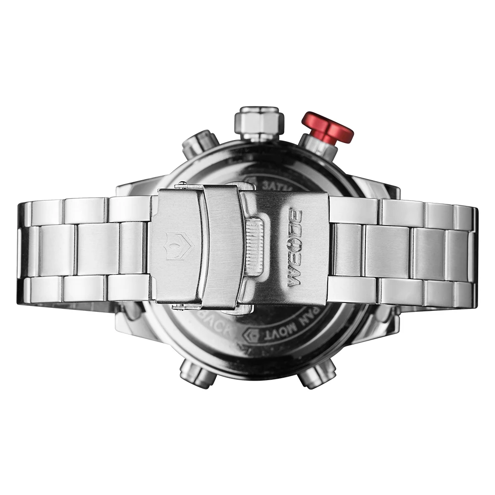 2018 WEIDE IP Silver Stainless Steel LED Clock, LED Display Wristwatches WH6402 for men