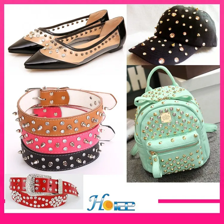 8mm rose color open-end crystal diamond rhinestone rivets for leather