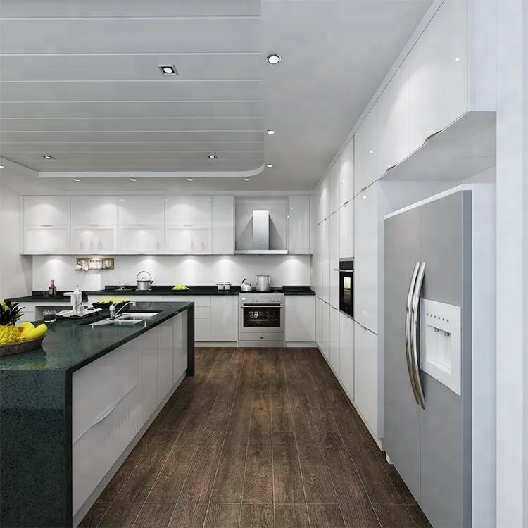 Popular Australia White High Gloss Lacquer Kitchen Cabinet