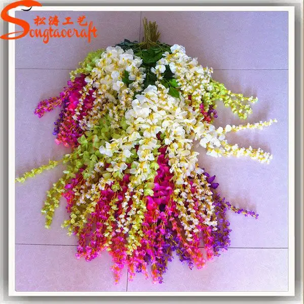 Garden silk-cloth artificial wisteria flower fiberglass large outdoor artificial wisteria trees branches for decoration