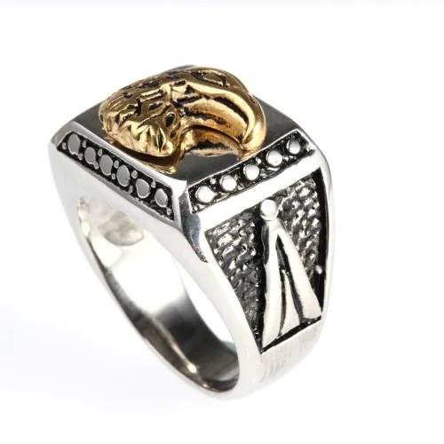 China New Design Luxury 18k Gold Plated Mascot Power Eagle Head Finger Ring for Men