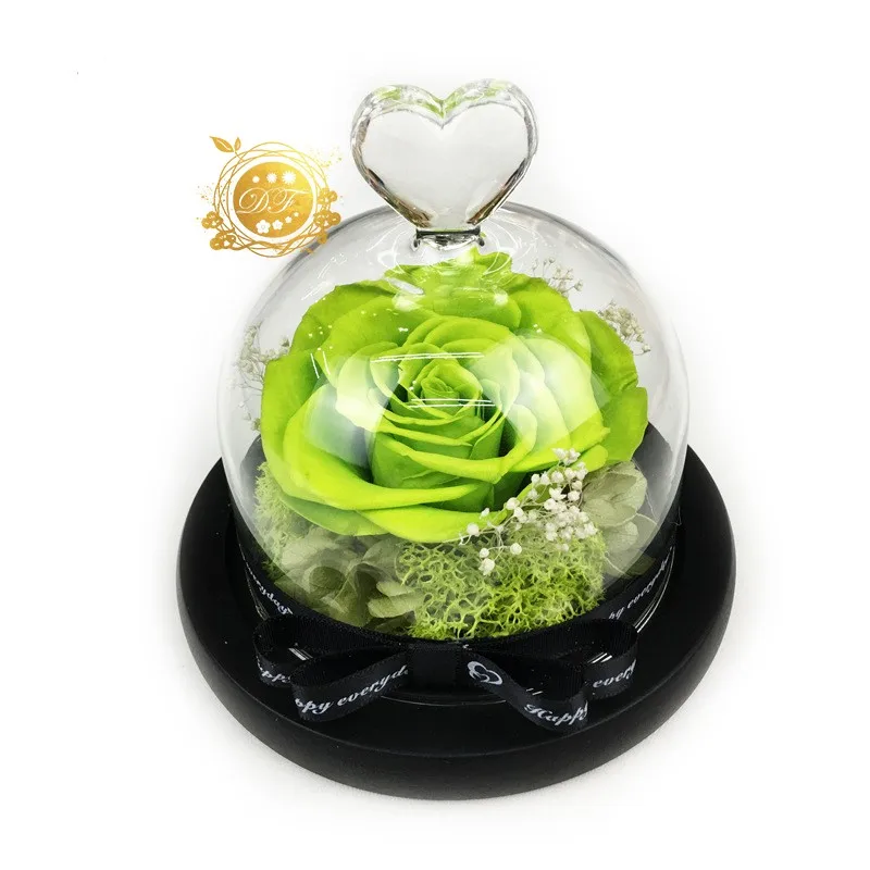 Yunnan Supplier Romantic Preserved Rose Flowers In Small Glass Dome For Girlfriend Gift