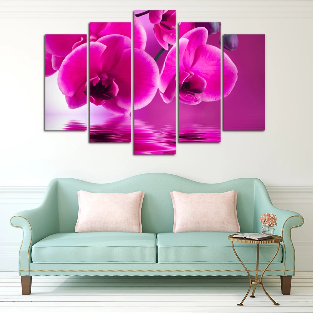 
5 pieces modern digital wall printing decor canvas orchid wall art flowers murals painting art for home decorative dropship 
