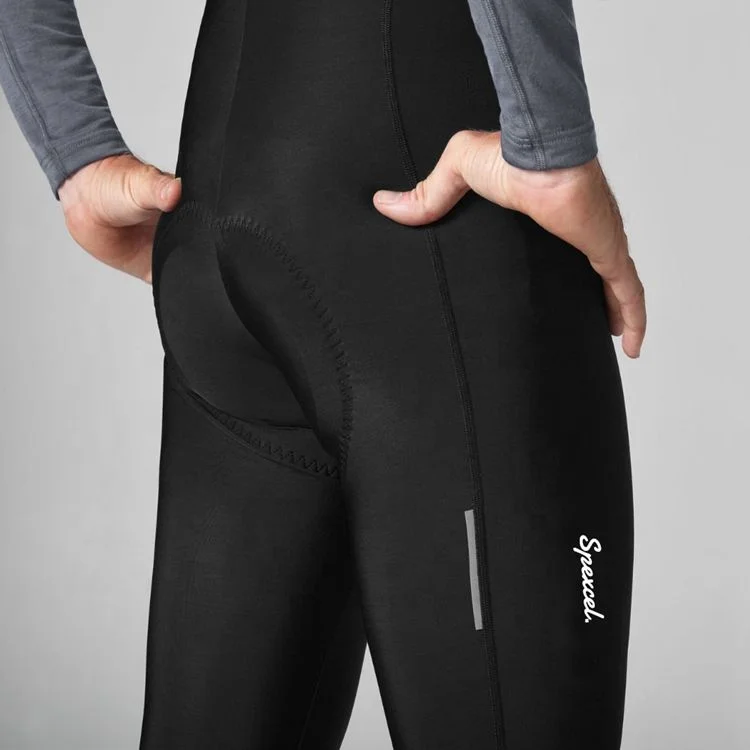 Spring New Top Quality 3/4 Bib Pants Thermal Fleece BibShorts With Pocket Italy Fabric Pad