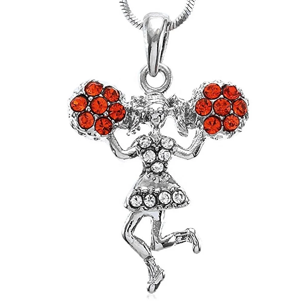 Anniversary Souvenir Gift Metal Dancing Cheerleader Pendant Necklace Women Girl Cheer Jewelry Fashion Custom