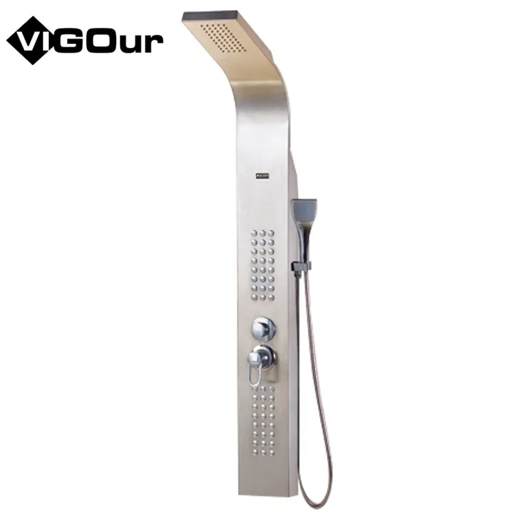 Thermostatic Shower Faucet Stainless Steel Rainfall Waterfall Shower Panel Tower