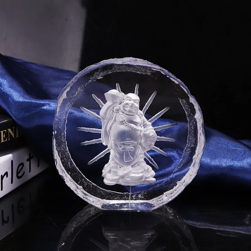 Pujiang kinsam crystal factory direct sales for temple living room display crystal Buddha statue