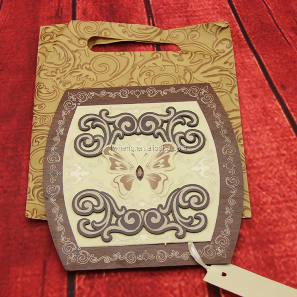 
Arabic/Muslim free customized printing Laser cut butterfly shaped wooden wedding invitation card Wholesale 