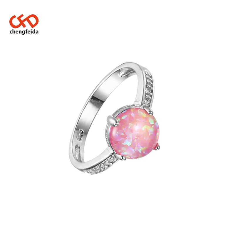 
Triangle Red Crystal pink Fire Opal Rings For Women With Cubic Zirconia 925 Sterling Silver 