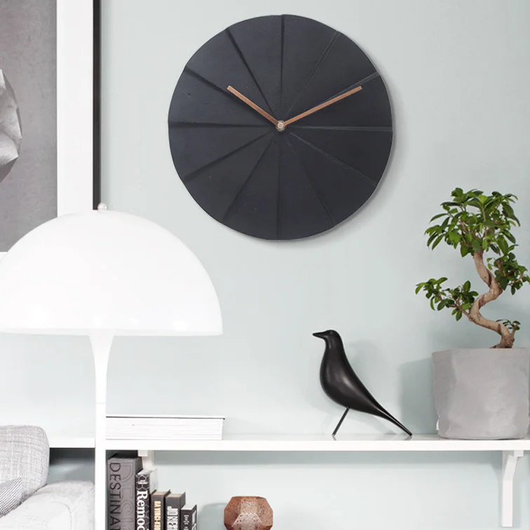 12 inch Home decoration quartz mute simple gift black resin wall clock wholesale modern minimalist art clock custom