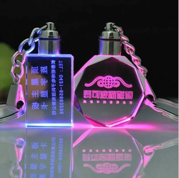 3D Laser photo Engraving Glass Keyring  Crystal Keychain