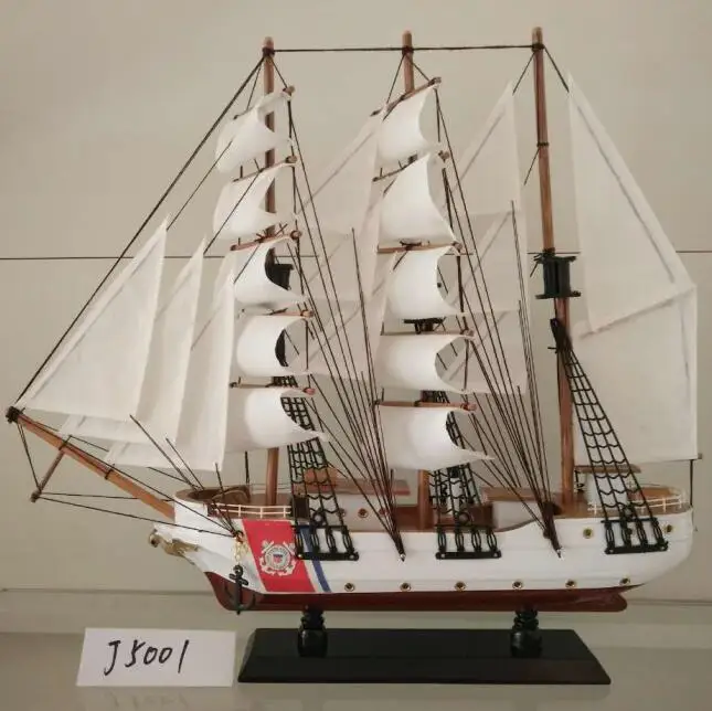 Mettle New Arrival Length 50CM White Wooden Craft Sailboat Model For Living Room Decoration