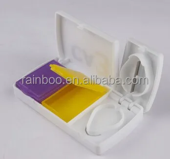 plastic cheap travel pill box and pill cutter for promotion