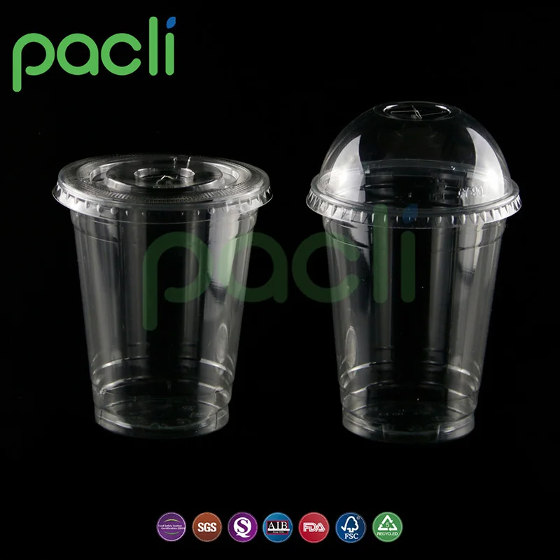 500ml U shape Disposable Takeaway Plastic Clear PET Cup