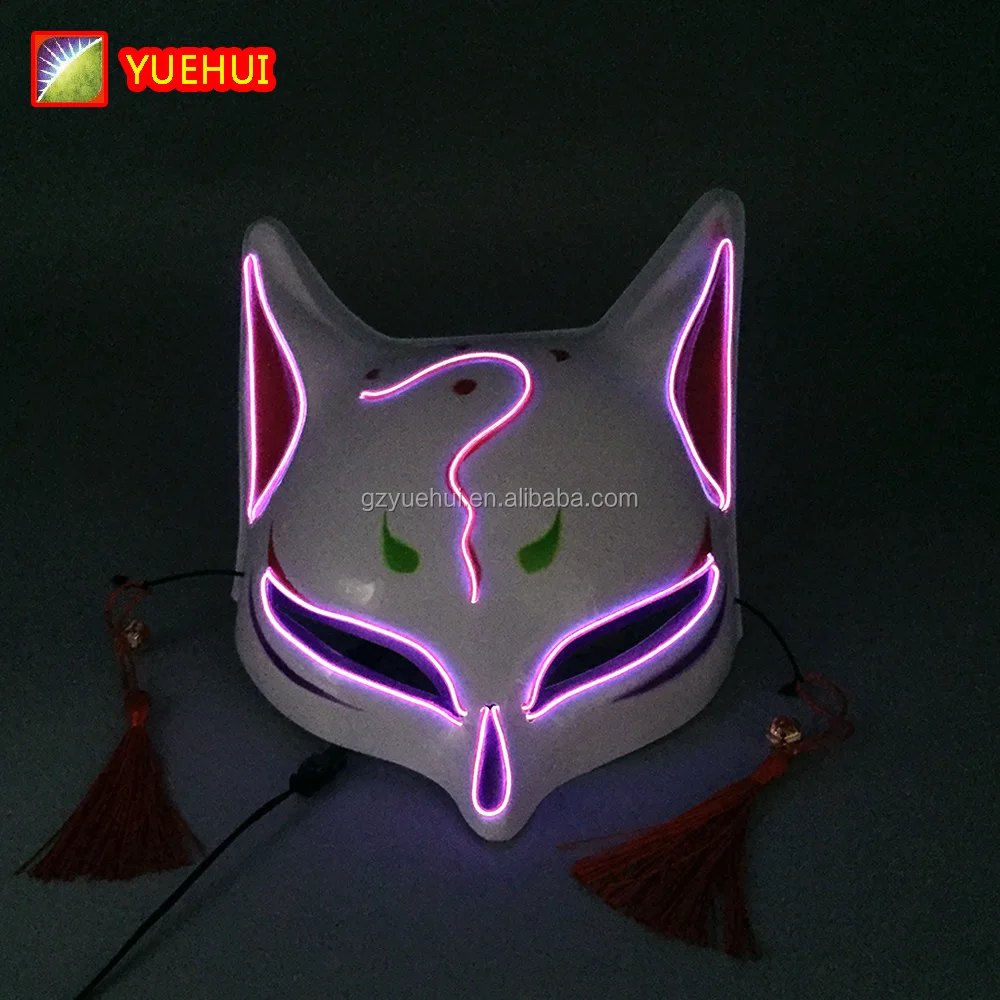 CE Rohs High Brightness Halloween Light Up Neon Led Fox Mask for Glowing Dance Party Supplies Rave Led Adult Fox Mask