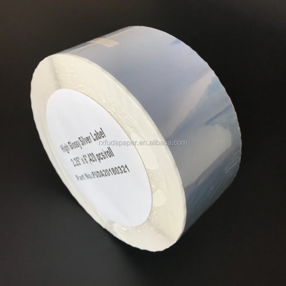 High Glossy inkjet Silver label roll for VIP Colo label printer, Afinie L501,GP-C381,VP485