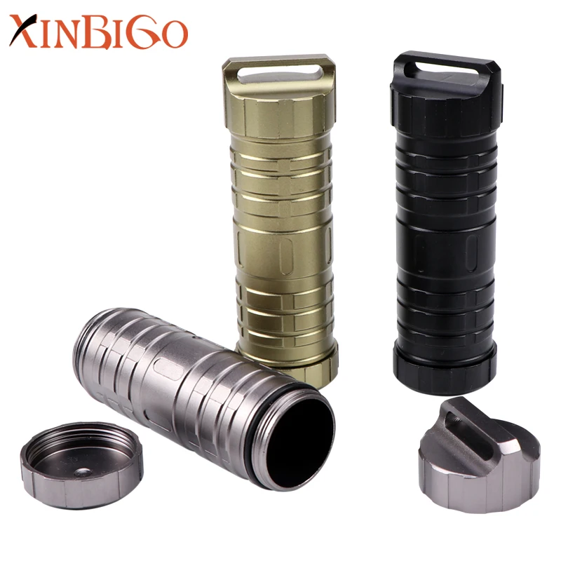 New CNC Aluminum Alloy Metal Outdoor Camping EDC Survival Sealed Waterproof Pill Bottle