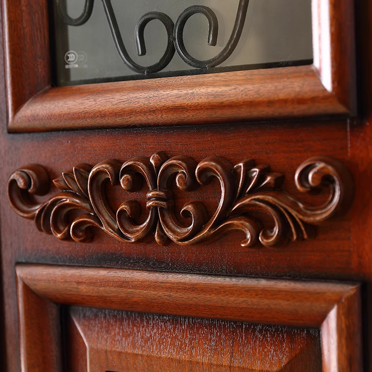 luxury China factory antique carved solid wood double door design entrance door
