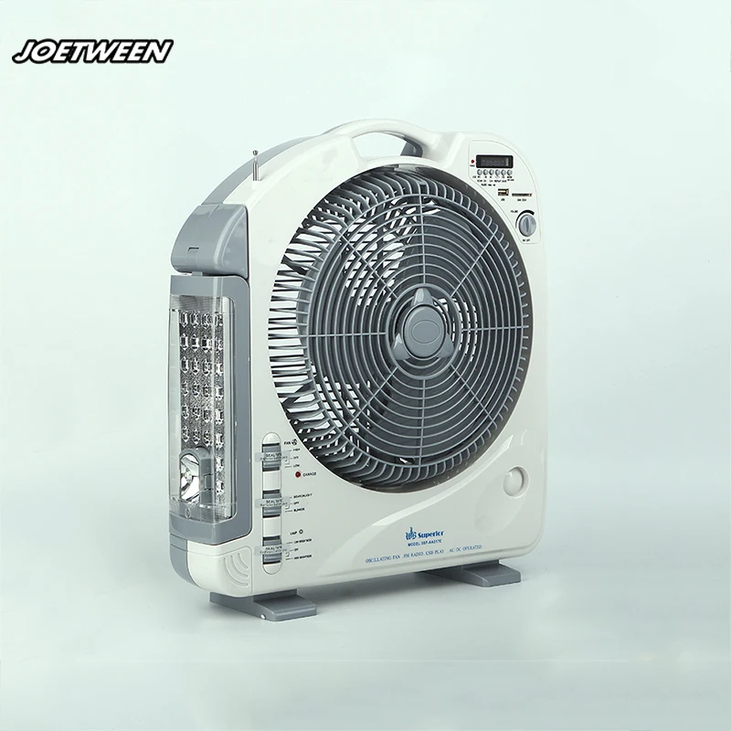 teyoza guangdong charging fan low price12 inch usb  rechargeable mini box emergency solar table fan with MP3 and FM radio