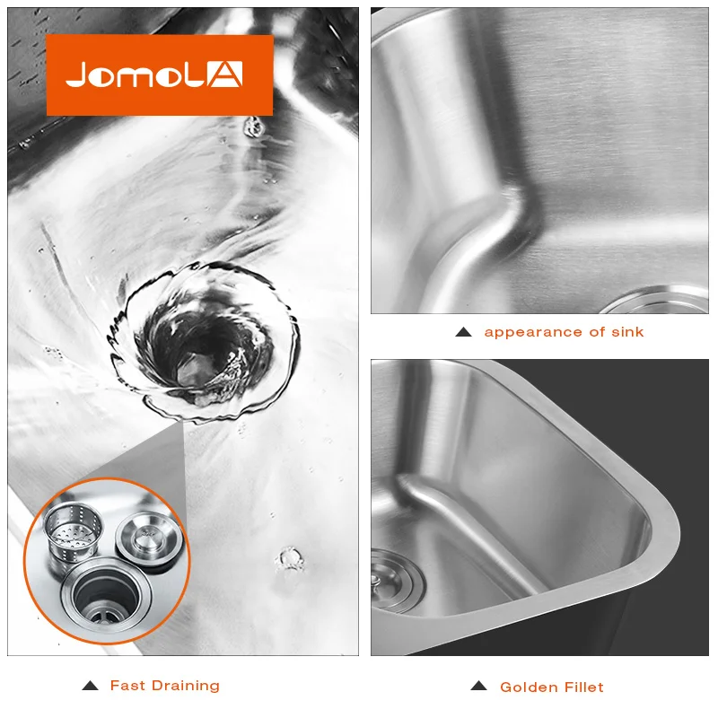 UPC 16 gauge 304 stainless steel single bowl kitchen handmade basin sink with accessories