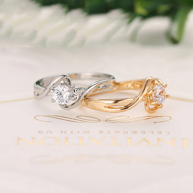 Cubic Zirconia Rings For Women Surround S Type Trendy Zinc Alloy Rings Jewelry Bijouterie Wholesale