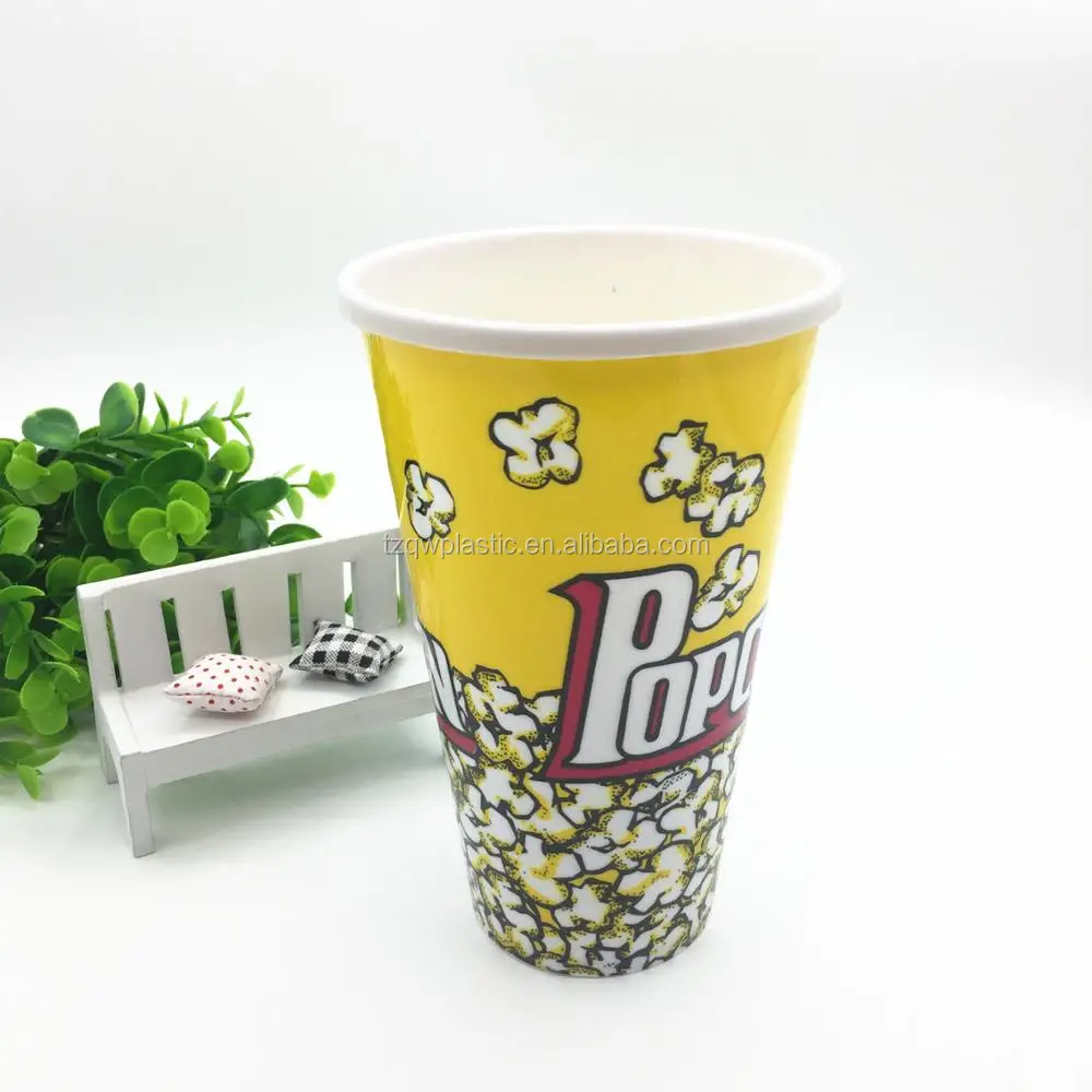 Набор из 3 больших пластиковых ванн для попкорна в стиле кинотеатра многоразового использования