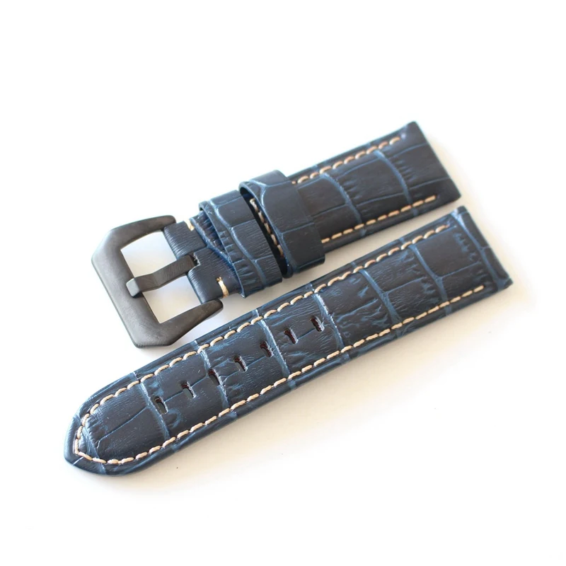 Italy Retro Leather watch strap 24MM adapt PAM 111 with bamboo shaped pattern