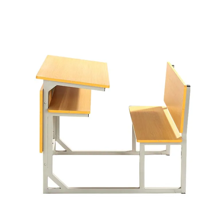 Customized top quality student table and chair school furniture Double desk and bench