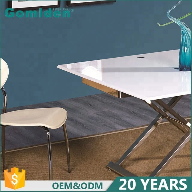 New design transforming dinning room furniture up to down table wood space saving furniture