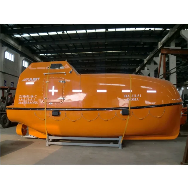 China Solas 6.5M length lifesaving lifeboat F.R.P Totally enclosed lifeboat freefall lifeboat
