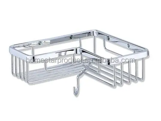 Угловая душевая корзина L-образной формы с хромированной отделкой