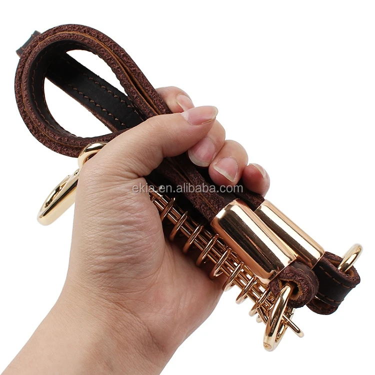 Pet Leash Products Strong Three Section Leather Dog leash Lead