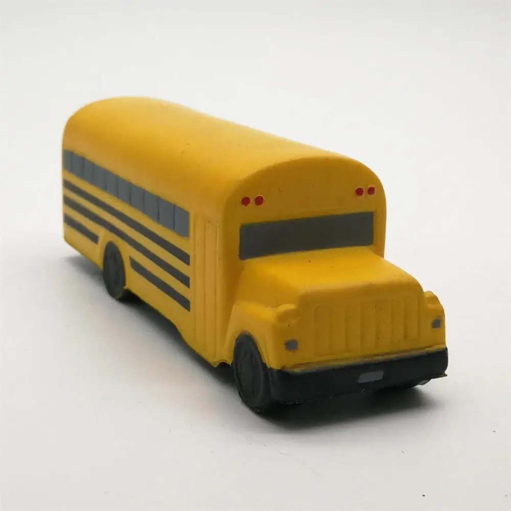 Hot sale Promotional PU Stress Reliever and Foam Squeeze Transportation Toy School Bus with customized logo